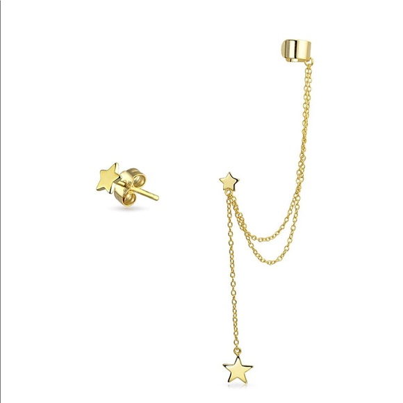 Gold plated silver Stud - cuff Bajoran earring - Picture 1 of 2